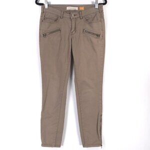 Anthropologie Pilcro & Letterpress Taupe Brown‎ Beige Zip Ankle Skinny Jeans 28